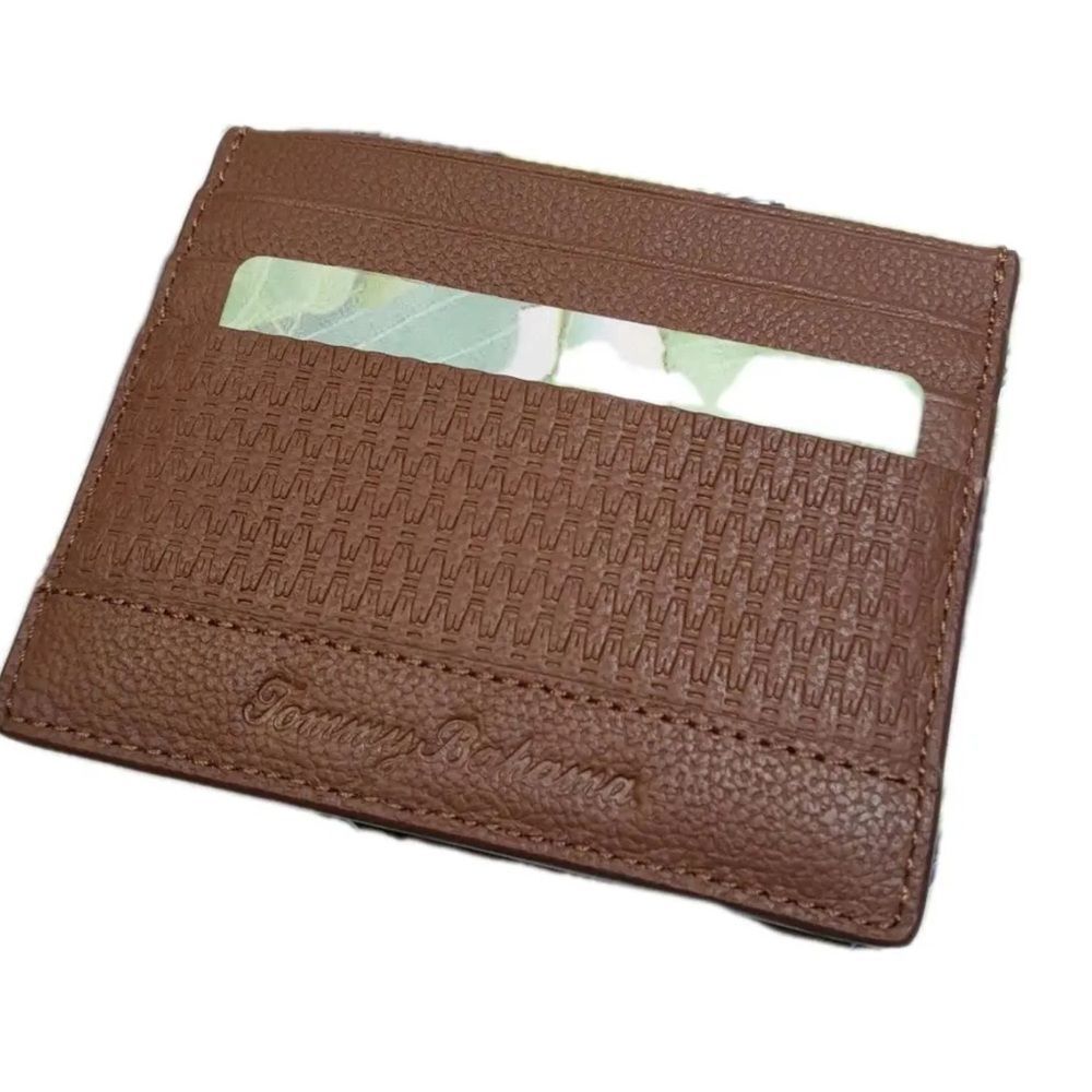 Tommy Bahama Men`s Textured Card Case/wallet Leather Tan, NWT